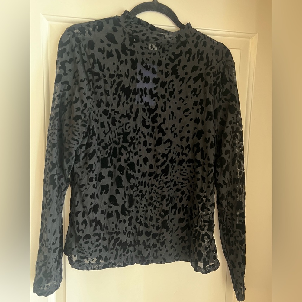 Leopard mesh sheer top plus